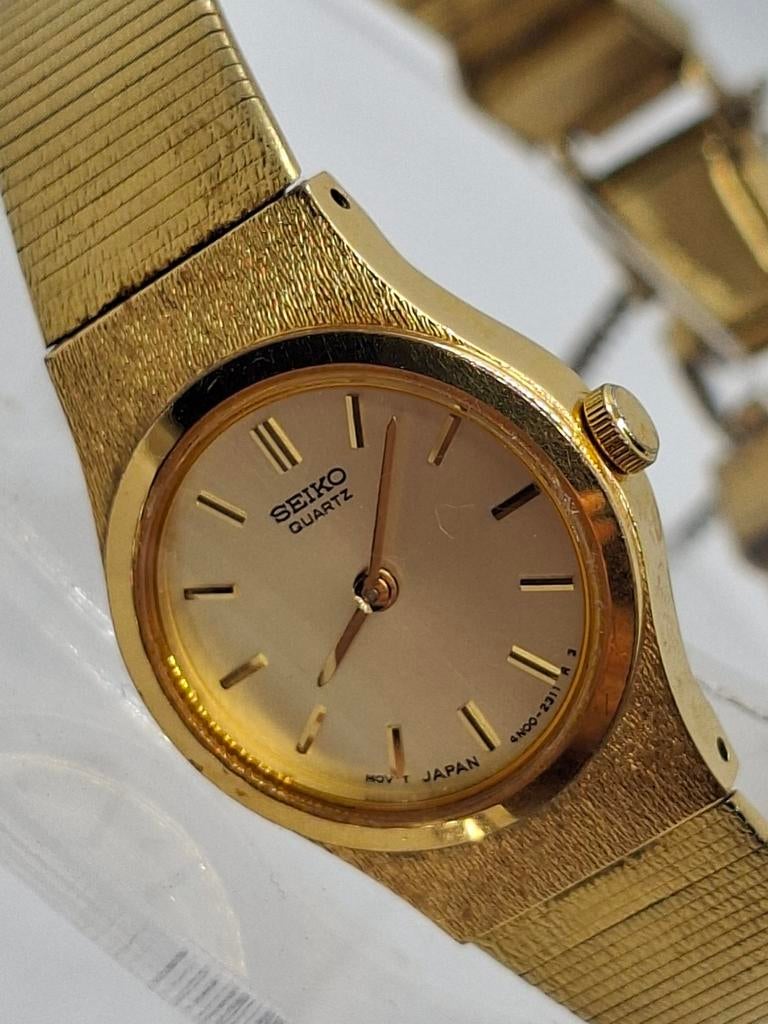 Vintage Seiko Gouden Dameshorloge - Nieuwe Batterij, Ophalen of Verzenden