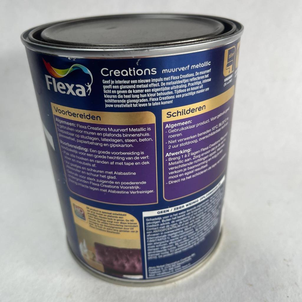 Flexa Creations Muurverf Dark Steel Metallic Zwart 1L, Flexa, Flexa, Zwart, Nieuw
