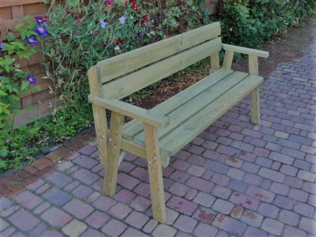 Tuin bank met armleuning, tuinbank geïmpregneerd, 3 zitplaatsen, Nieuw, Ophalen of Verzenden, Hout