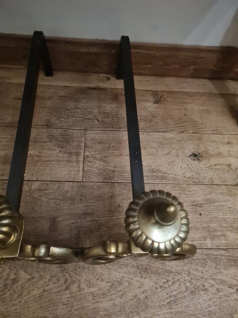 Antieke haardbokken, koper met smeedijzer, Ophalen of Verzenden