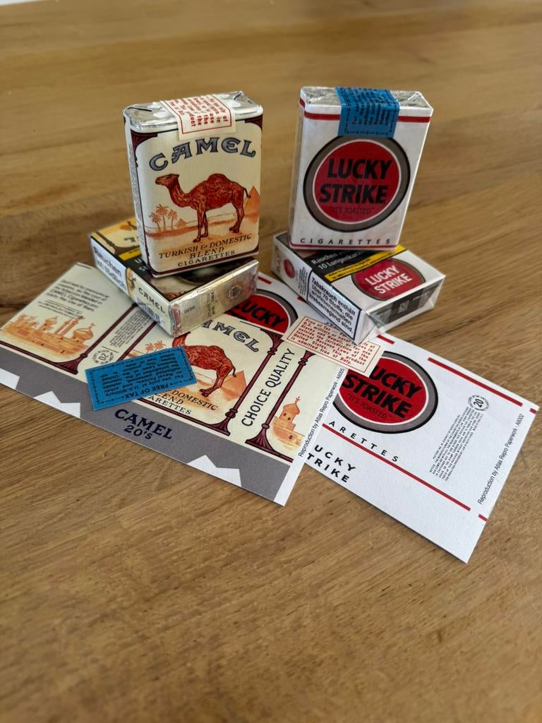 Ww2 Sigarettenpakjes - Lucky Strike, Camel, Chesterfield, Ophalen of Verzenden, Nieuw, Tabaksdoos of Verpakking