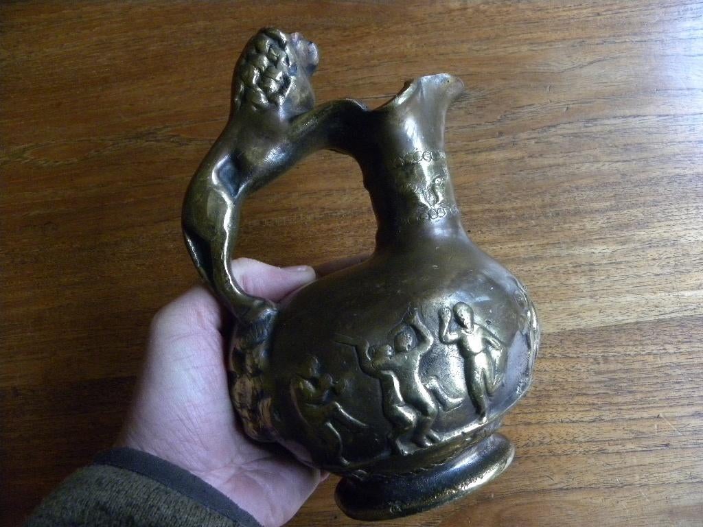 Zware antieke bronzen kan, Romeins Griekse stijl 2.5 kilo!, Antiek en Kunst, Antiek | Koper en Brons, Ophalen of Verzenden, Brons
