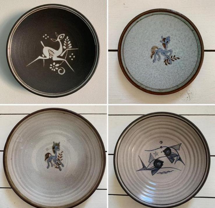 AMHA bord wandbordje vintage vissen paard hert, Antiek en Kunst, Antiek | Keramiek en Aardewerk, Ophalen of Verzenden