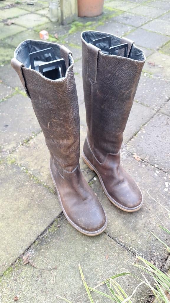 Stoere bruine lederen laarzen met schapenwol gevoerd | 41, Hoge laarzen, Bruin, Ophalen of Verzenden, Onbekend