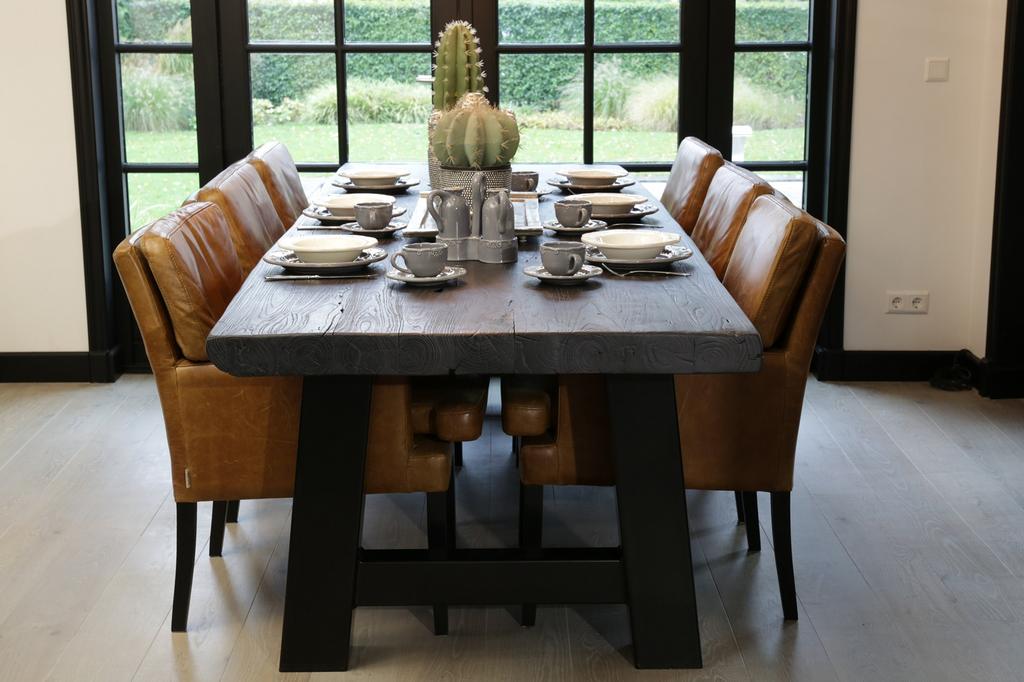 Teak boomstam eettafel 10cm dik massieve teak tafel boomstam, Ophalen, Nieuw