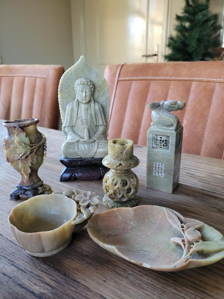 Lot handgesneden chinees steatiet speksteen zeepsteen, Antiek en Kunst, Kunst | Niet-Westerse kunst, Ophalen of Verzenden