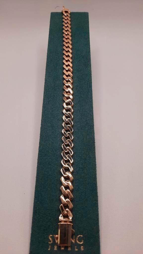 gouden coban link armband 14kt, Www.bredajuwelier.nl, Nieuw, Ophalen of Verzenden, Www.bredajuwelier.nl