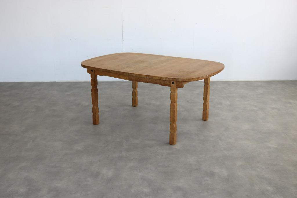 brutalist eettafel | vintage tafel | eiken | verlengbaar, Gebruikt, ., Eikenhout, Vijf personen of meer