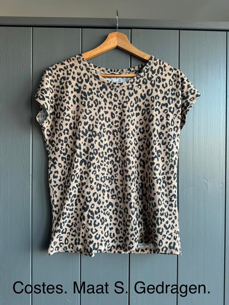 Costes luipaard shirt - Maat S, Beige, Ophalen of Verzenden, Korte mouw, Maat 36 (S)