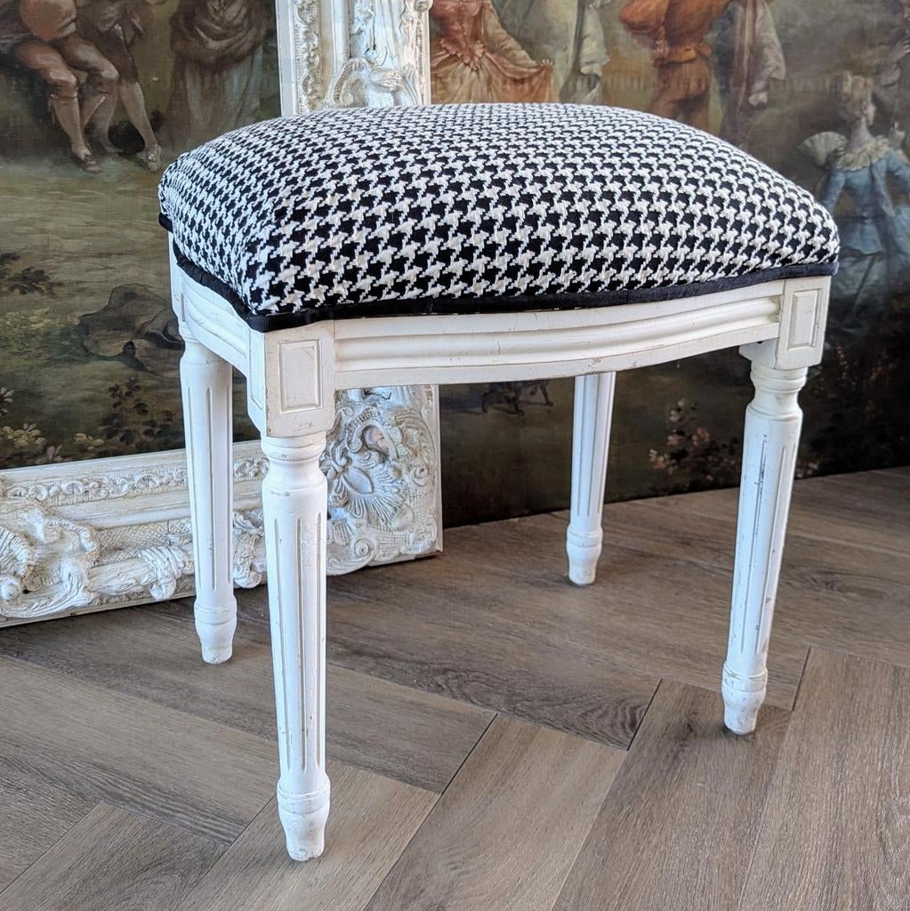 Vintage franse vanity kruk Brocante makeup stool krukje, Ophalen of Verzenden, Hout