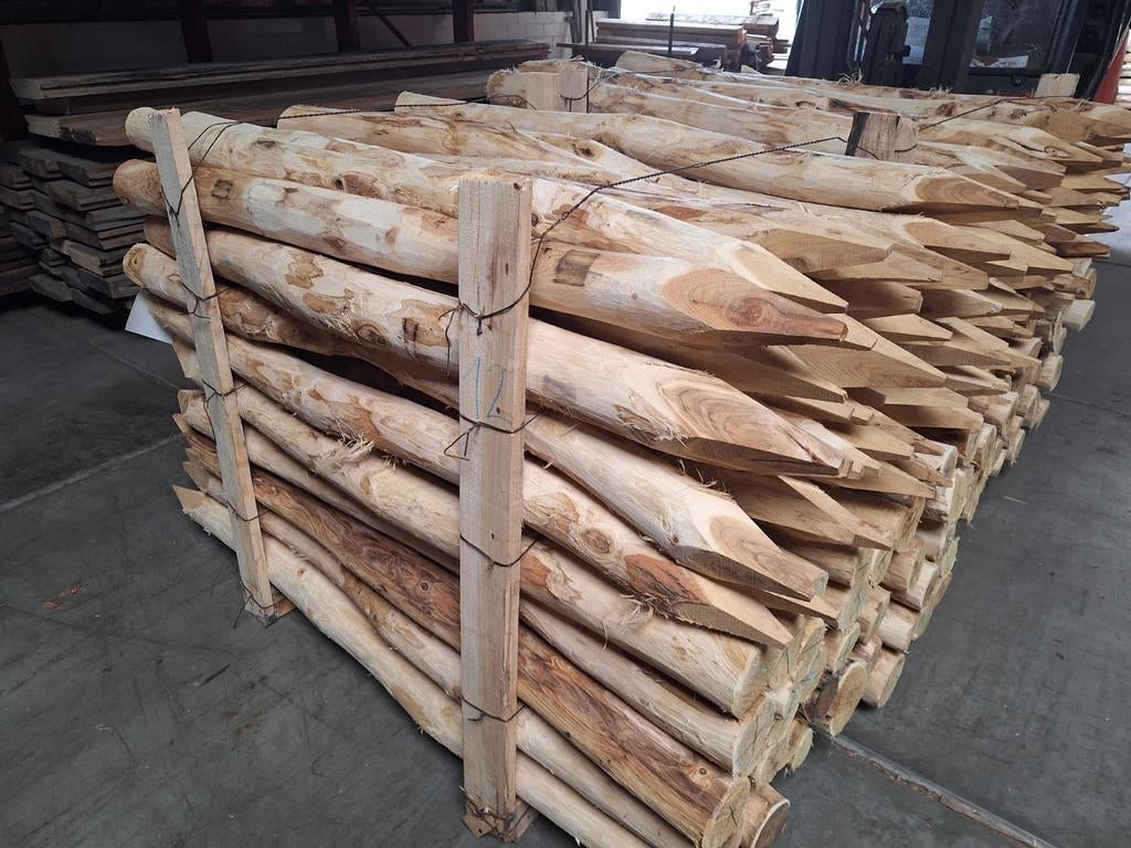 Nieuwe  hardhouten  Rondhout  palen  Robinia  weidepalen, Ophalen of Verzenden, Zo goed als nieuw, 250 cm of meer, Palen
