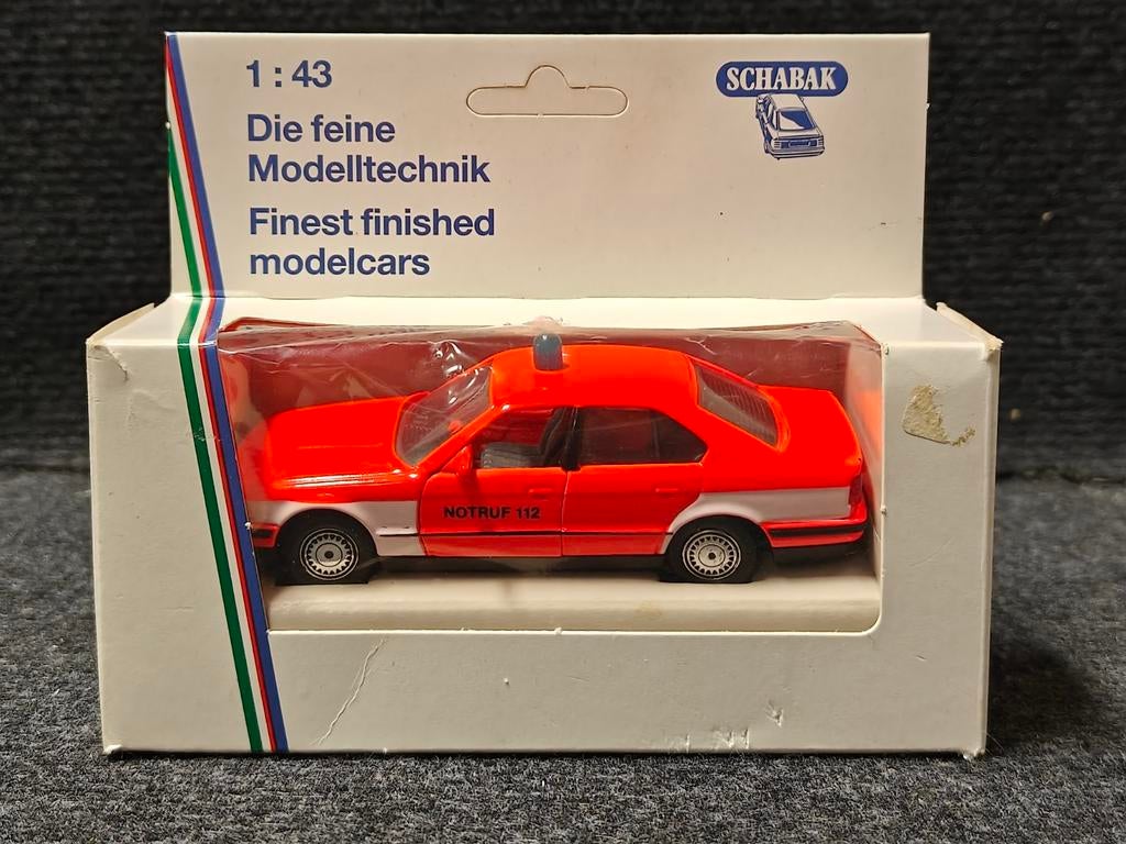 Bmw 5 serie E34 1:43 Schabak Notruf Feuerwehr ambulance, Ophalen of Verzenden, Zo goed als nieuw, Auto, Overige merken