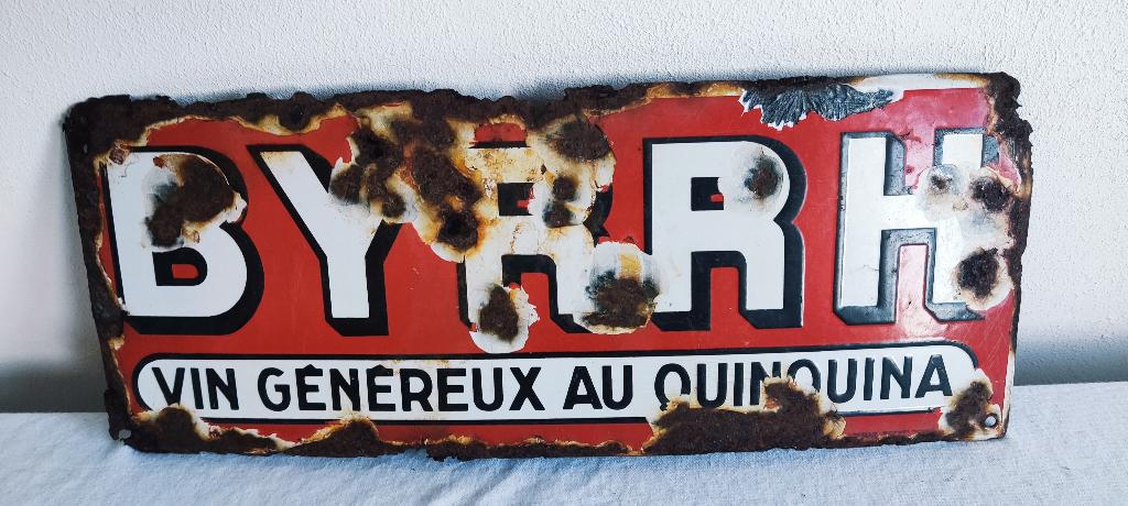 Emaille bord BYRRH, Ophalen of Verzenden, Reclamebord