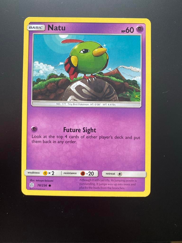 Natu 78/236 Pokémon S&M Cosmic Eclipse Mint Packfresh, Ophalen of Verzenden, Zo goed als nieuw, Losse kaart