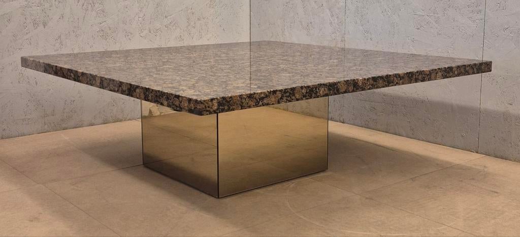 Luxe granieten design tafel, laag model, 100x100, Ophalen, 100 tot 150 cm, 50 tot 100 cm, Zo goed als nieuw