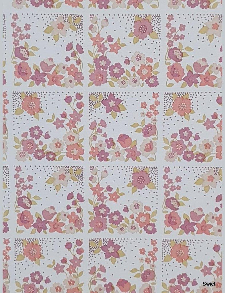 13960 Retro behang roze bloemen jaren 60 pastel swiet, Huis en Inrichting, Stoffering | Behang, Roze, 75 m² of meer, Ophalen of Verzenden