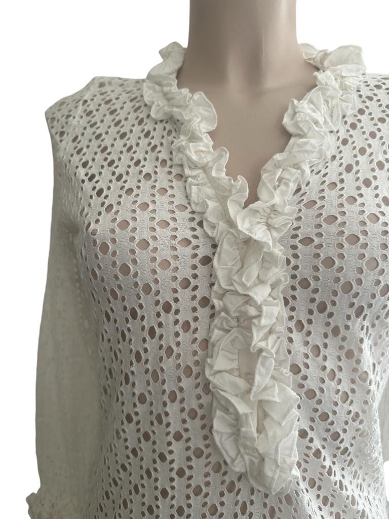 Anne Fontaine shirt lange mouw S, Wit, Ophalen of Verzenden, Zo goed als nieuw, Lange mouw