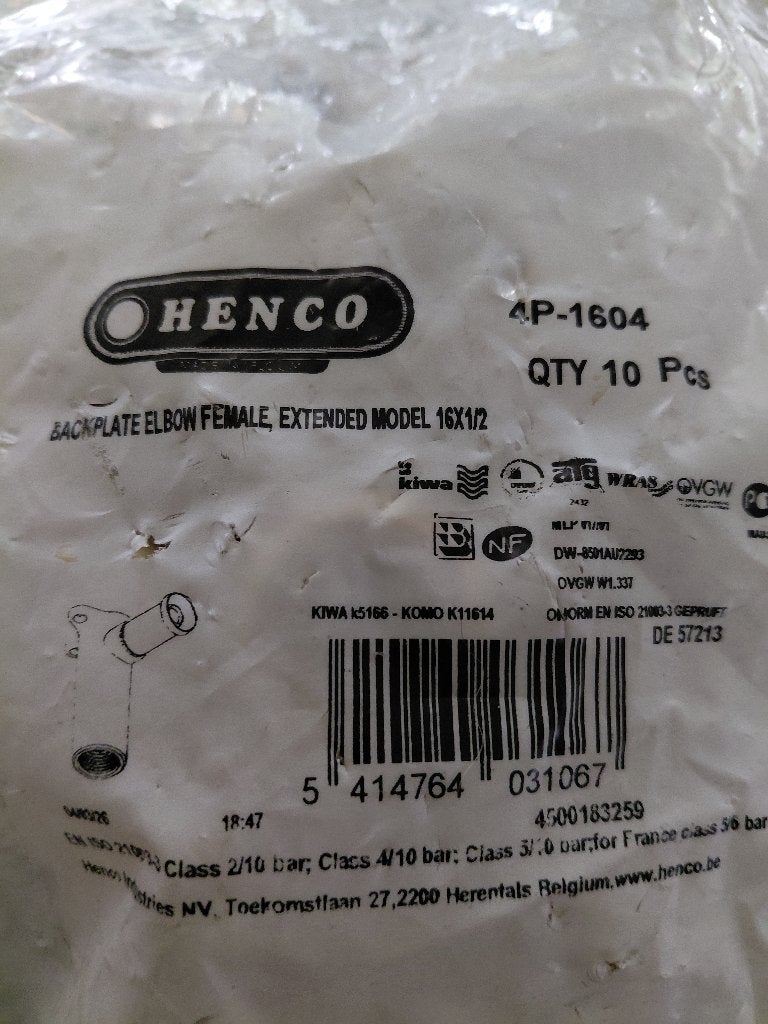 Henco muurrplaat lang, Ophalen, Nieuw, Minder dan 50 mm, Overige typen