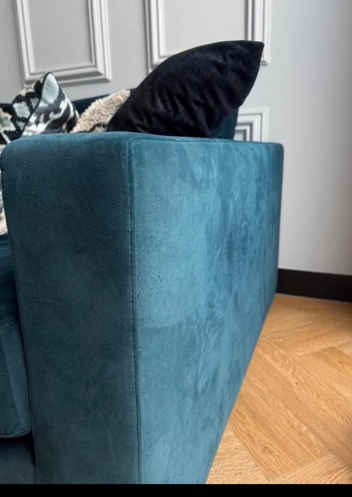 Doe een leuk bod!  blauwe hoekbank - comfortabel en modern, Huis en Inrichting, Banken | Bankstellen, Ophalen, 100 tot 125 cm