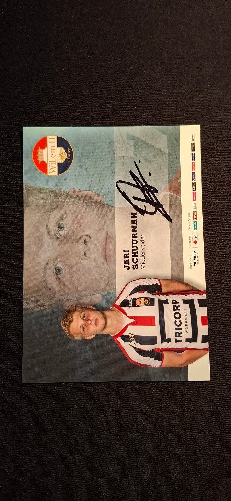 Spelerskaart met handtekening; Jari Schuurman # Willem II, Verzamelen, Sportartikelen en Voetbal, Ophalen of Verzenden, Nieuw