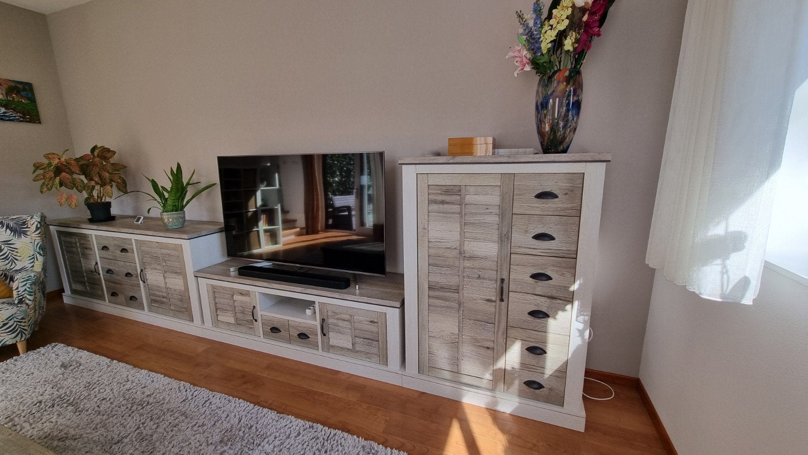 Woonkamerset - Dressoir, TV-meubel, Hoge Kast, Salon, Ophalen, 150 tot 200 cm, Met lade(s), Zo goed als nieuw