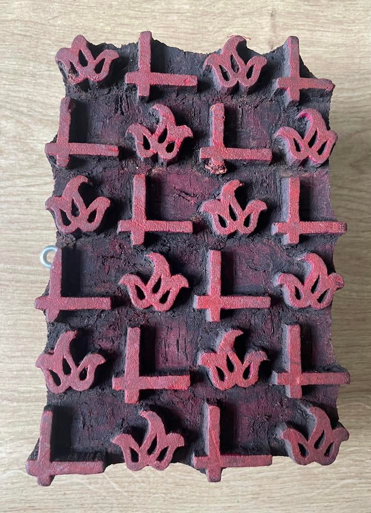 Prachtig houten batik stenpel Indonesië hout, Ophalen of Verzenden