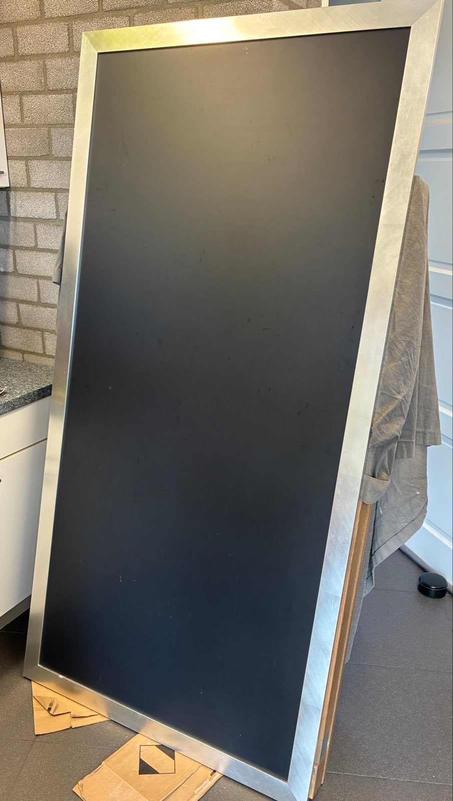 Groot magneetbord 1x2m met zilverkleurige lijst, Ophalen, Gebruikt, Zilver, Metaal
