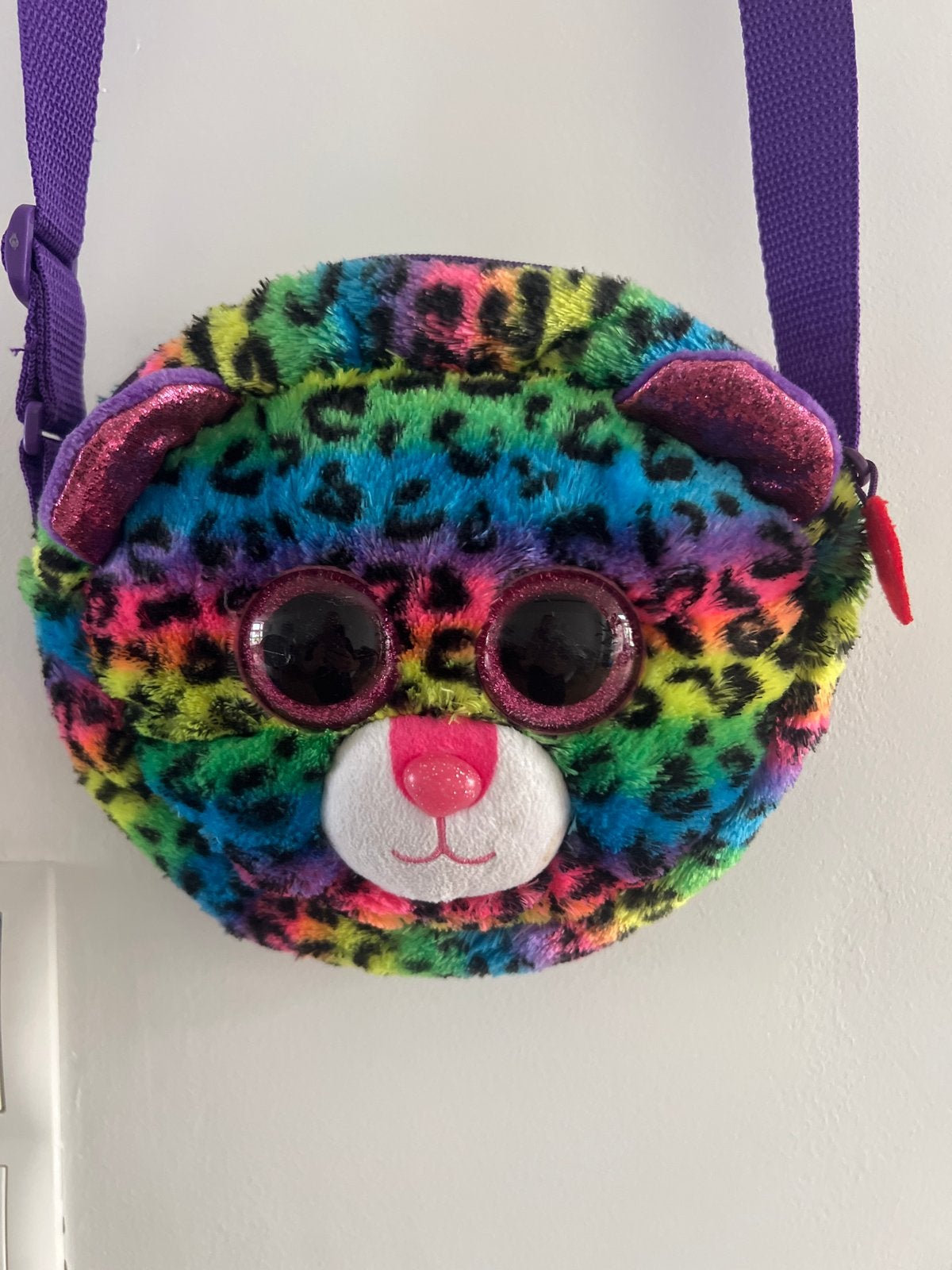Ty Beanie Boo tasje met luipaardprint en grote ogen, Overige karakters, Overige typen, Ophalen of Verzenden, Meerkleurig