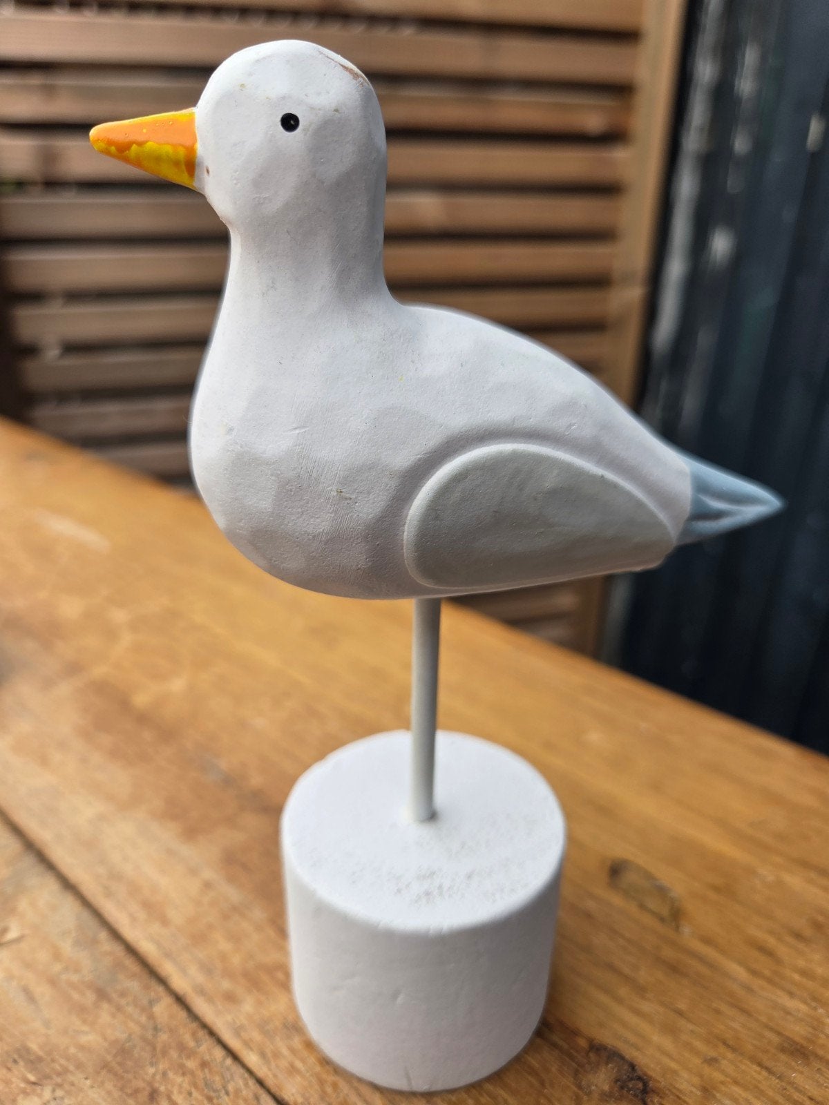 Houten meeuw op standaard - Decoratief beeldje, Ophalen, Zo goed als nieuw, Wit, Hout