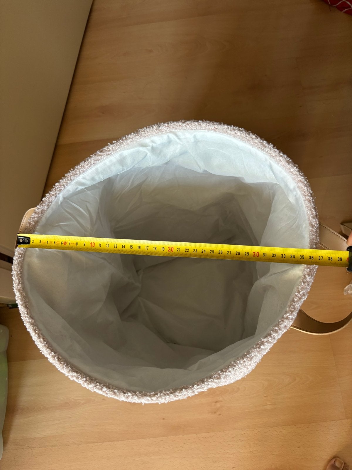 Roze teddy wasmand/opbergmand met leren handvatten, Roze, Ophalen of Verzenden, Zo goed als nieuw, Modern