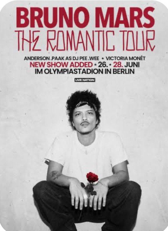 4 staanplaatsen Bruno Mars Berlijn 28 juni, Tickets en Kaartjes, Drie personen of meer, Juni