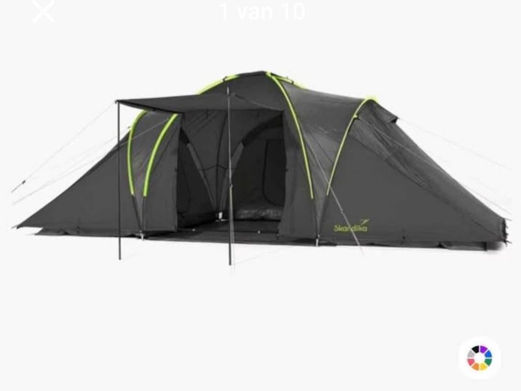 Skandika Daytona 6 Tent - 6-persoons - Antraciet/Groen, Caravans en Kamperen, Tenten, Ophalen of Verzenden, Zo goed als nieuw