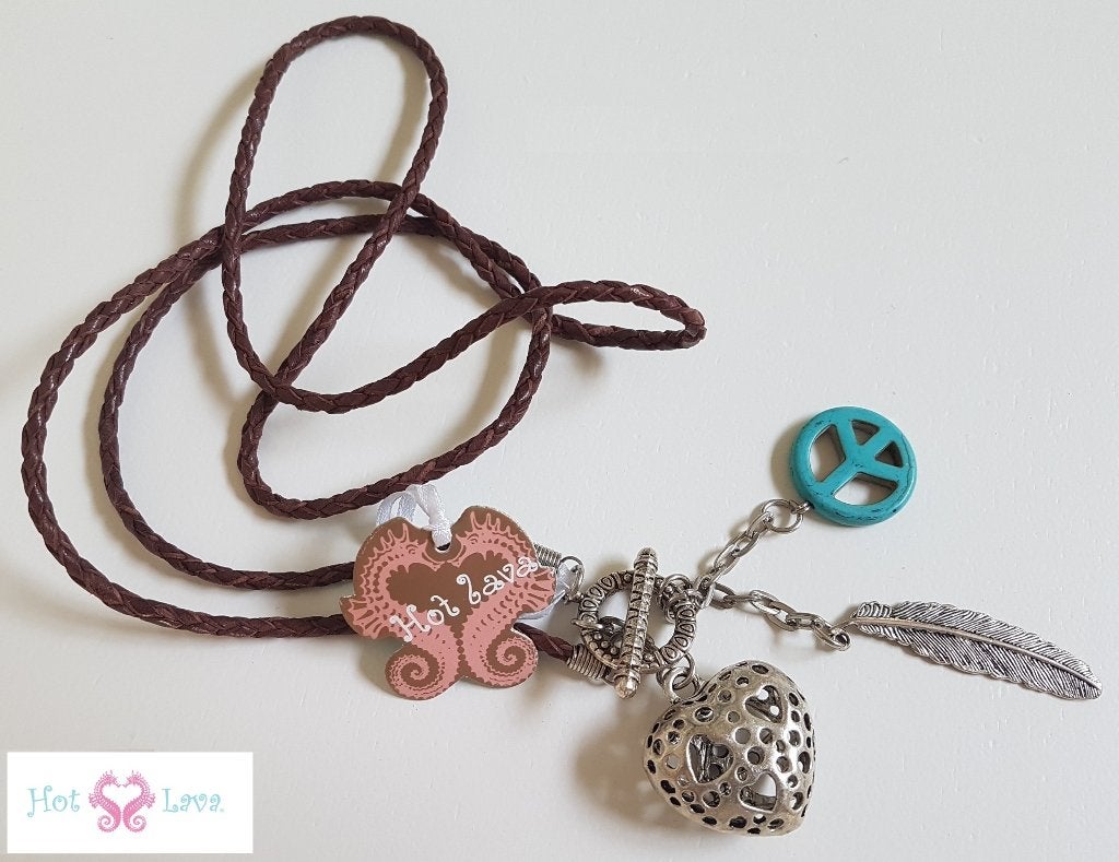 Hot Lava Necklace /Ketting Hart & Veer Aqua 🌺🌺🌺, Overige kleuren, Verzenden, Nieuw, Overige materialen