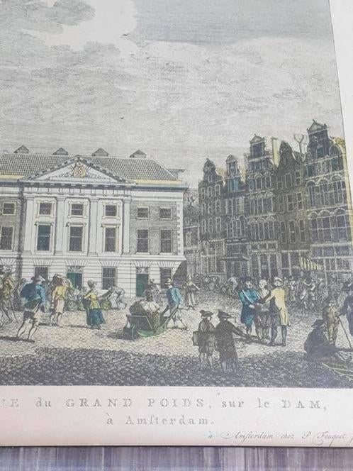 Gezicht van den Vernieuwden Waag, op den Dam, te Amsterdam., Antiek en Kunst, Kunst | Etsen en Gravures, Ophalen