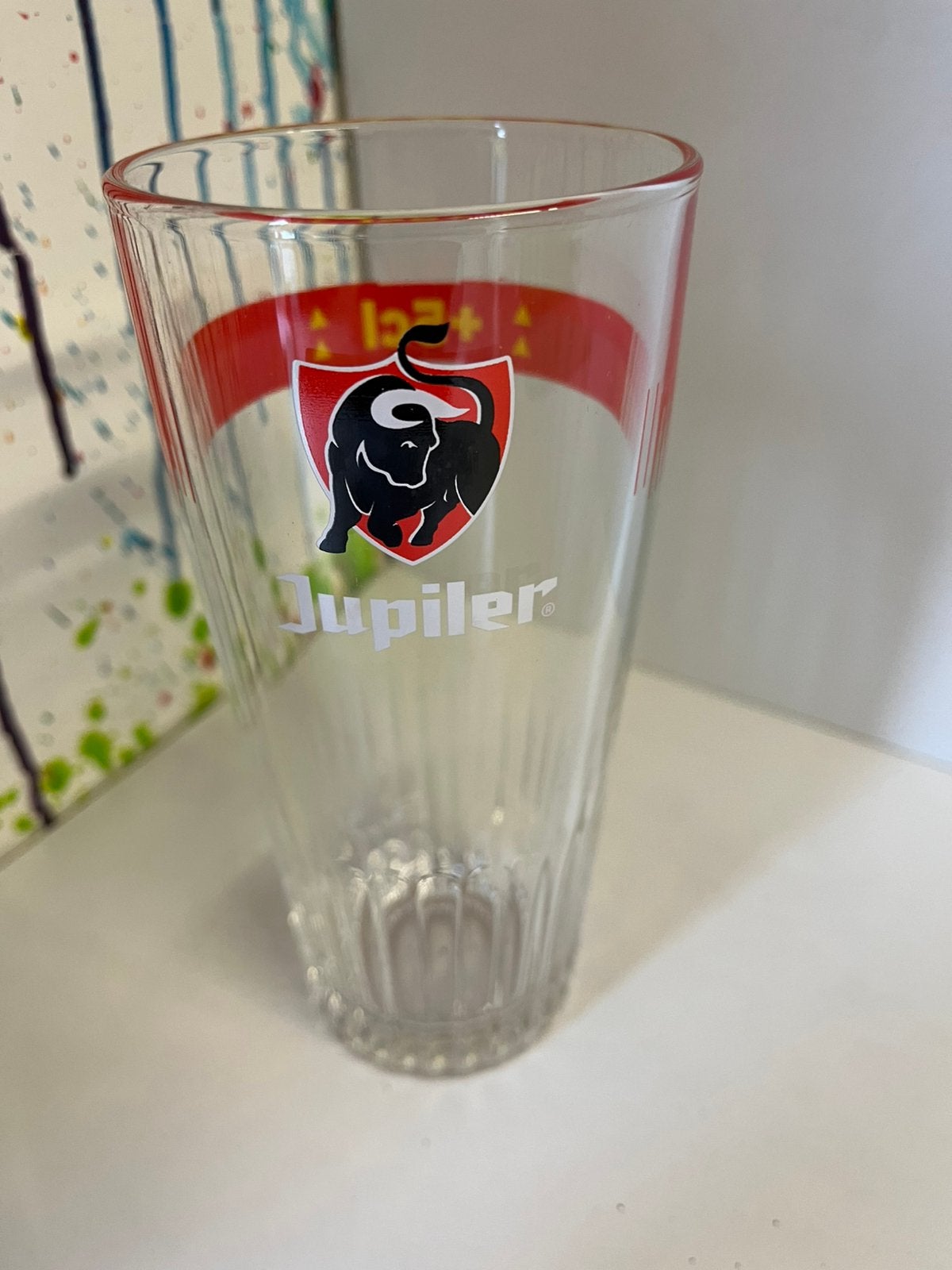 Jupiler bierglazen set van 9 glazen, Verzamelen, Ophalen of Verzenden, Nieuw, Glas of Glazen, Jupiler
