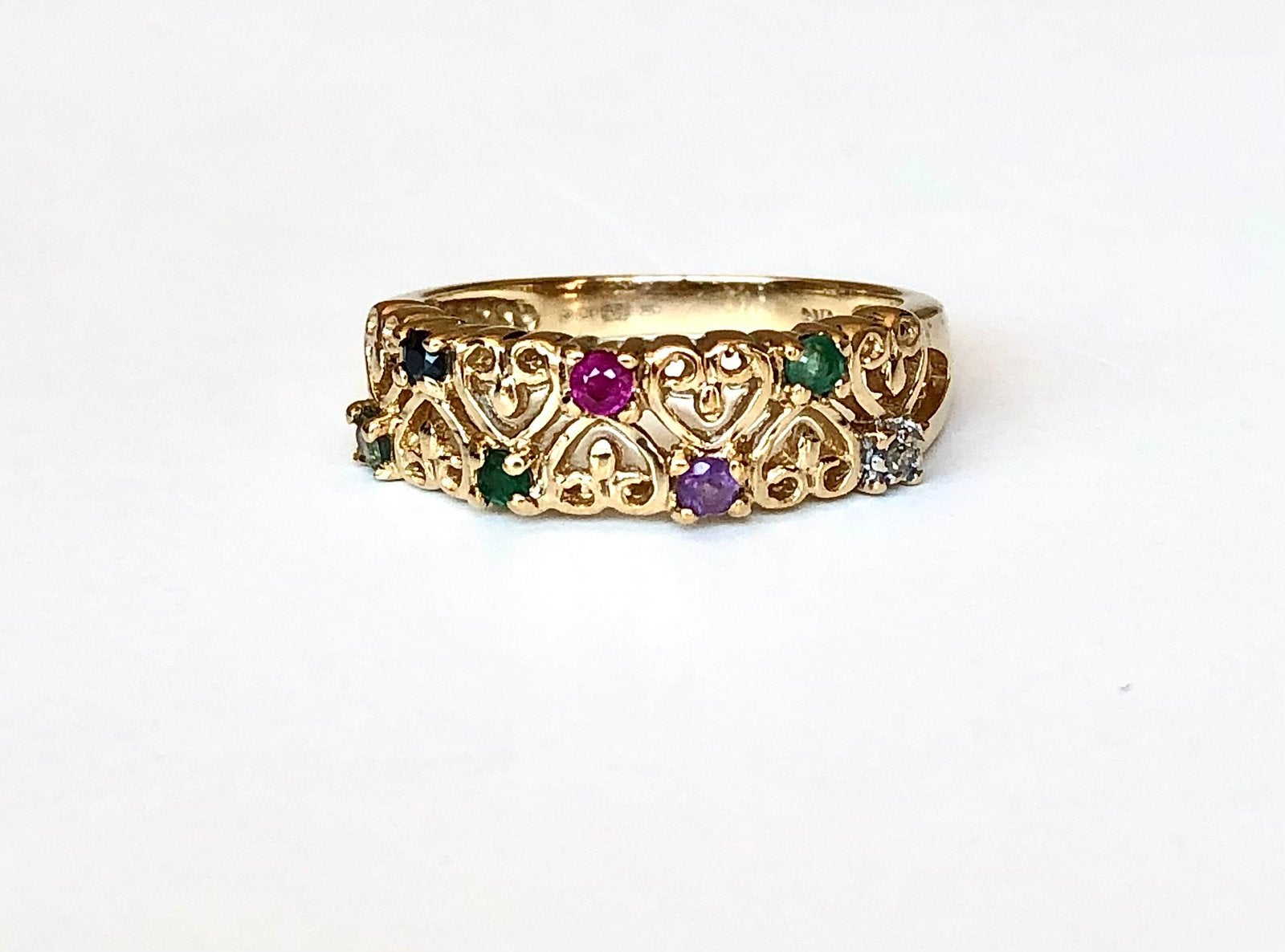 AnnaNina vintage 9k gouden ring diamant saffier  maat 16 3/4, Blauw, Ophalen of Verzenden, Met edelsteen, Dame