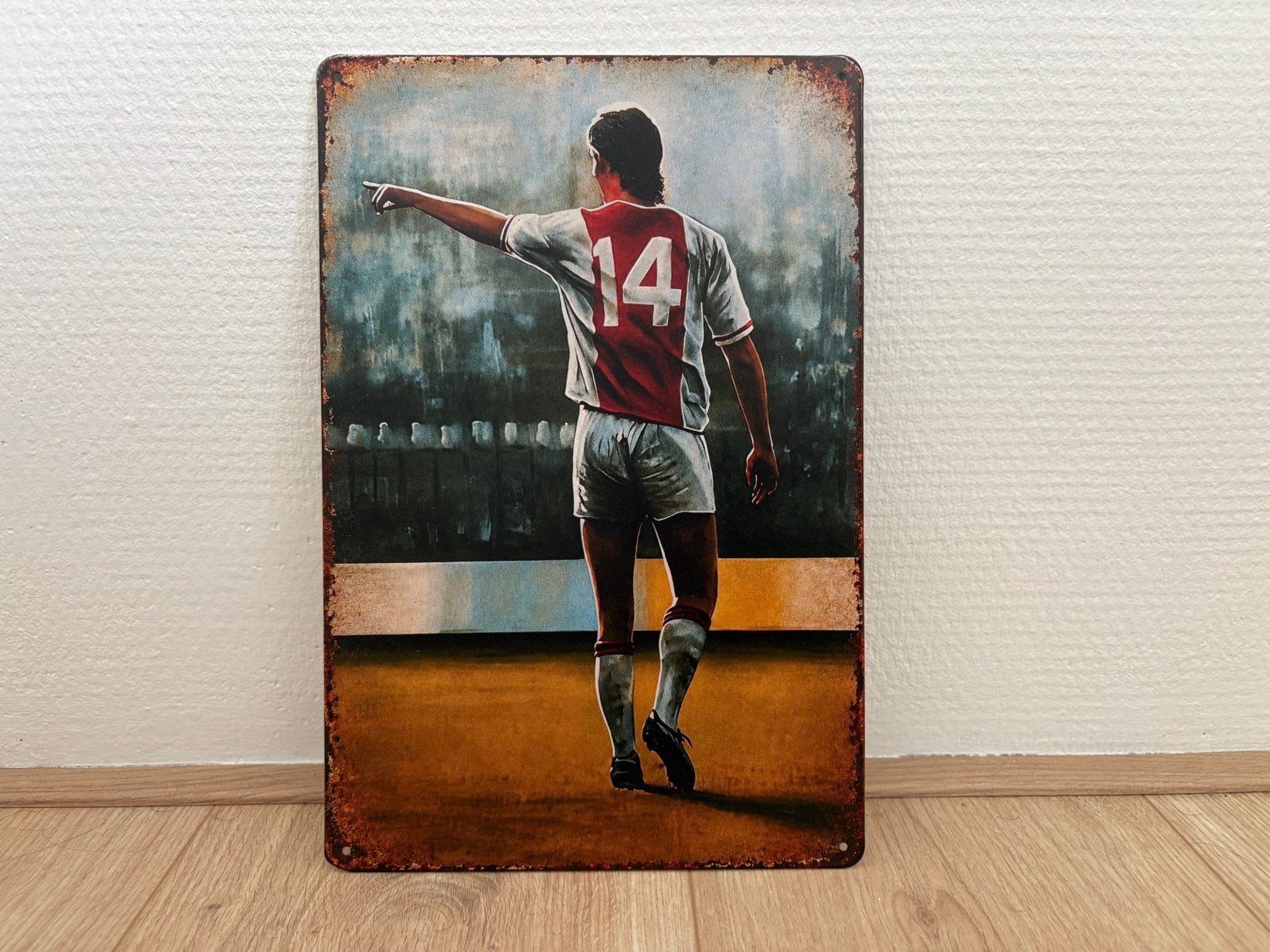 Prachtig vintage bord Johan Cruijff bij Ajax (30x20), 30 cm, 20 cm, Ophalen of Verzenden, Zo goed als nieuw