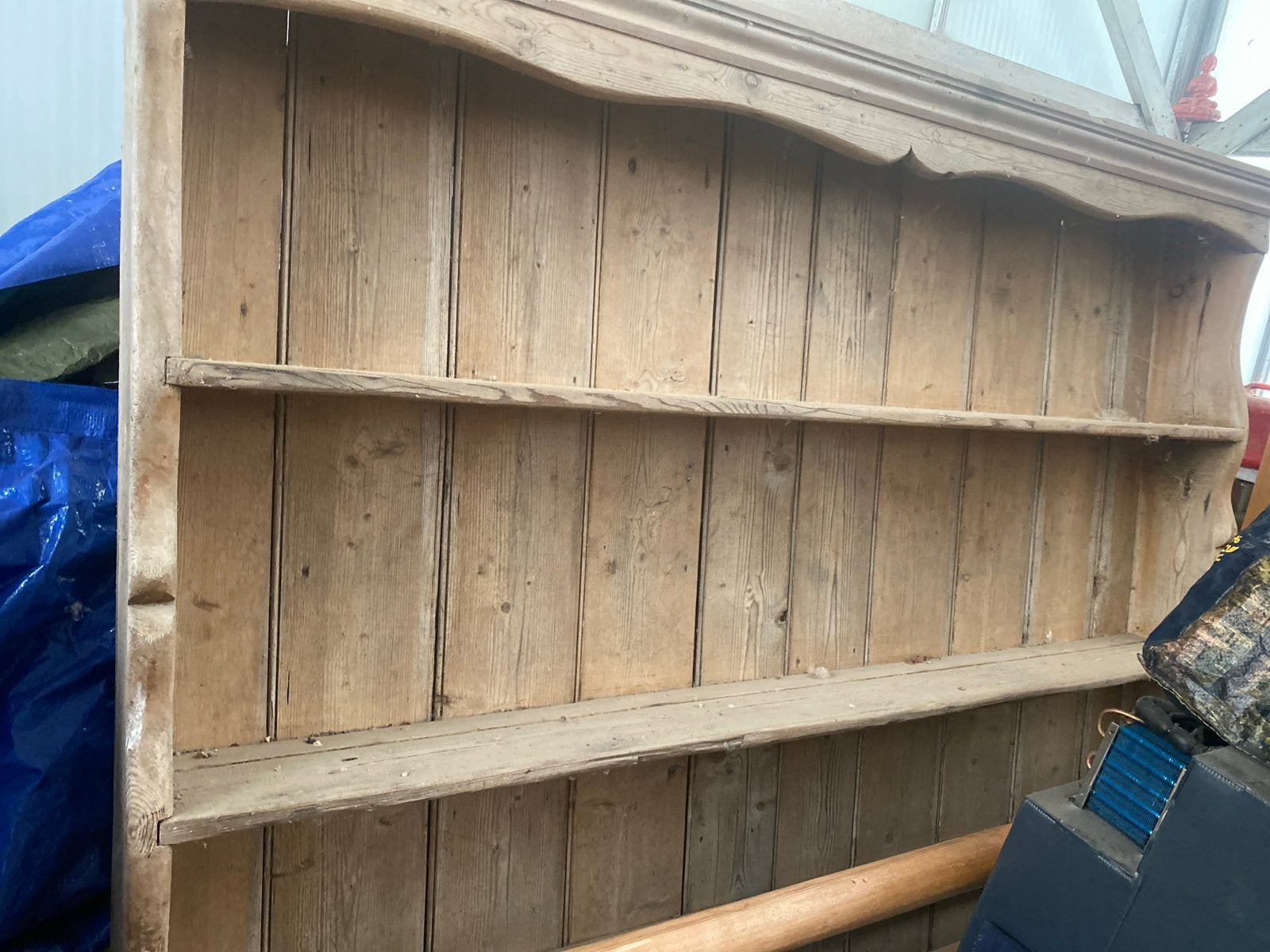Antieke houten wandplank / rek / buffetkast bovenstuk, Antiek en Kunst, Ophalen