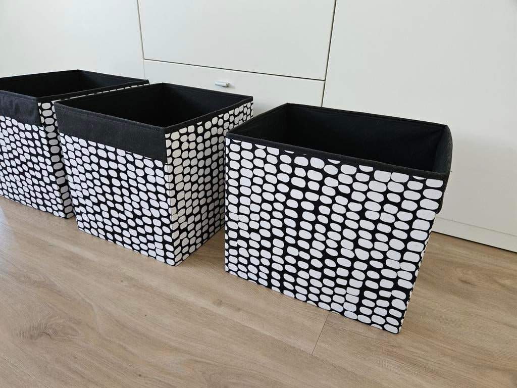 3 zwart witte Manden voor Ikea Kallax kast, Huis en Inrichting, Woonaccessoires | Schalen en Manden, Ophalen, Rechthoekig