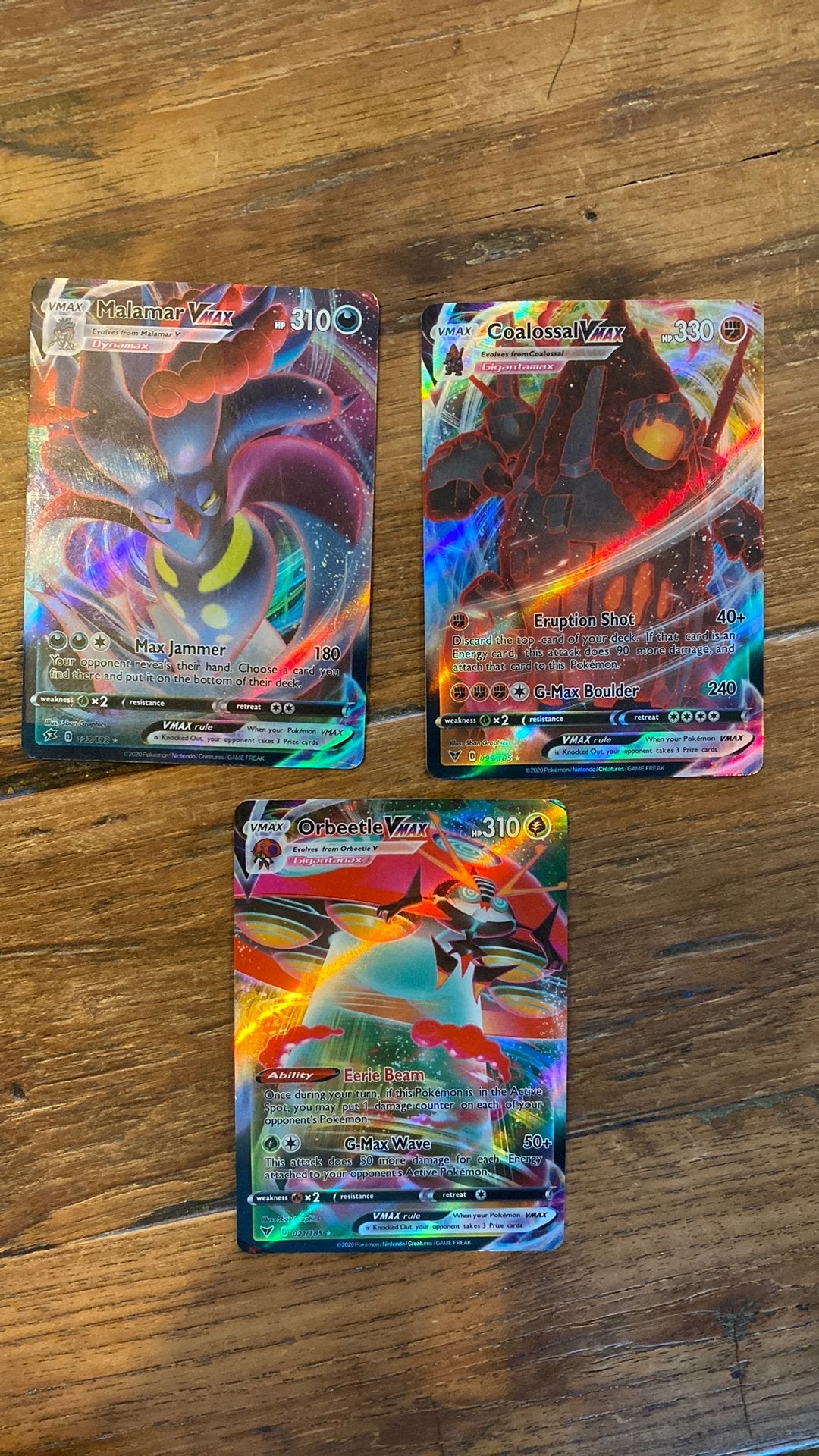 Pokémon VMAX Kaarten Set - Malamar, Coalossal, Orbe, Ophalen of Verzenden, Zo goed als nieuw, Meerdere kaarten, Foil