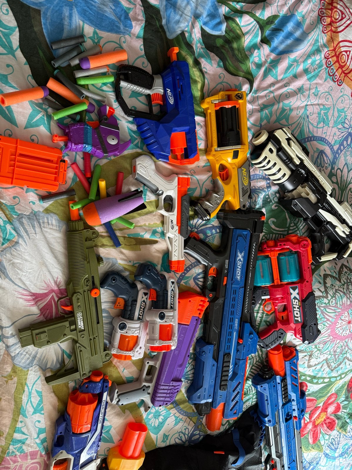 Grote partij Nerf en X-Shot geweren met accessoires, Kinderen en Baby's, Speelgoed | Buiten | Actiespeelgoed, Ophalen, Gebruikt