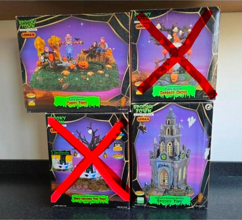 Nog maar 2! retired en zeldzame Lemax Spooky town items, Diversen, Kerst, Ophalen of Verzenden, Gebruikt