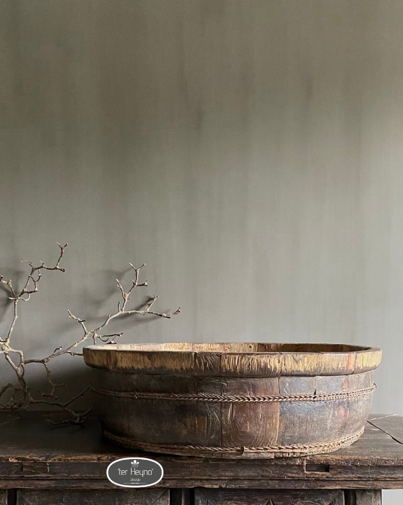 Oude houten olijfbak oud rond hout stoer sober landelijk, Hout, Verzenden, Nieuw, Landelijk