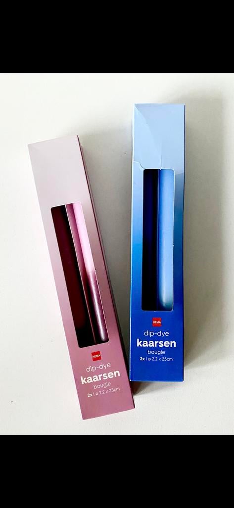 mooie set:  4 ‘DIP-DYE’ DINERKAARSEN, Ophalen, Nieuw, Kaars