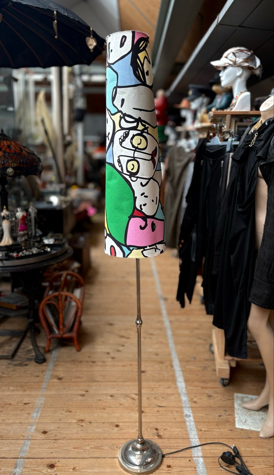 Vloerlamp met IKEA GULVI Beckmans College Designerstof 2010, Gebruikt, Textiel, 150 tot 200 cm, E27 (groot)