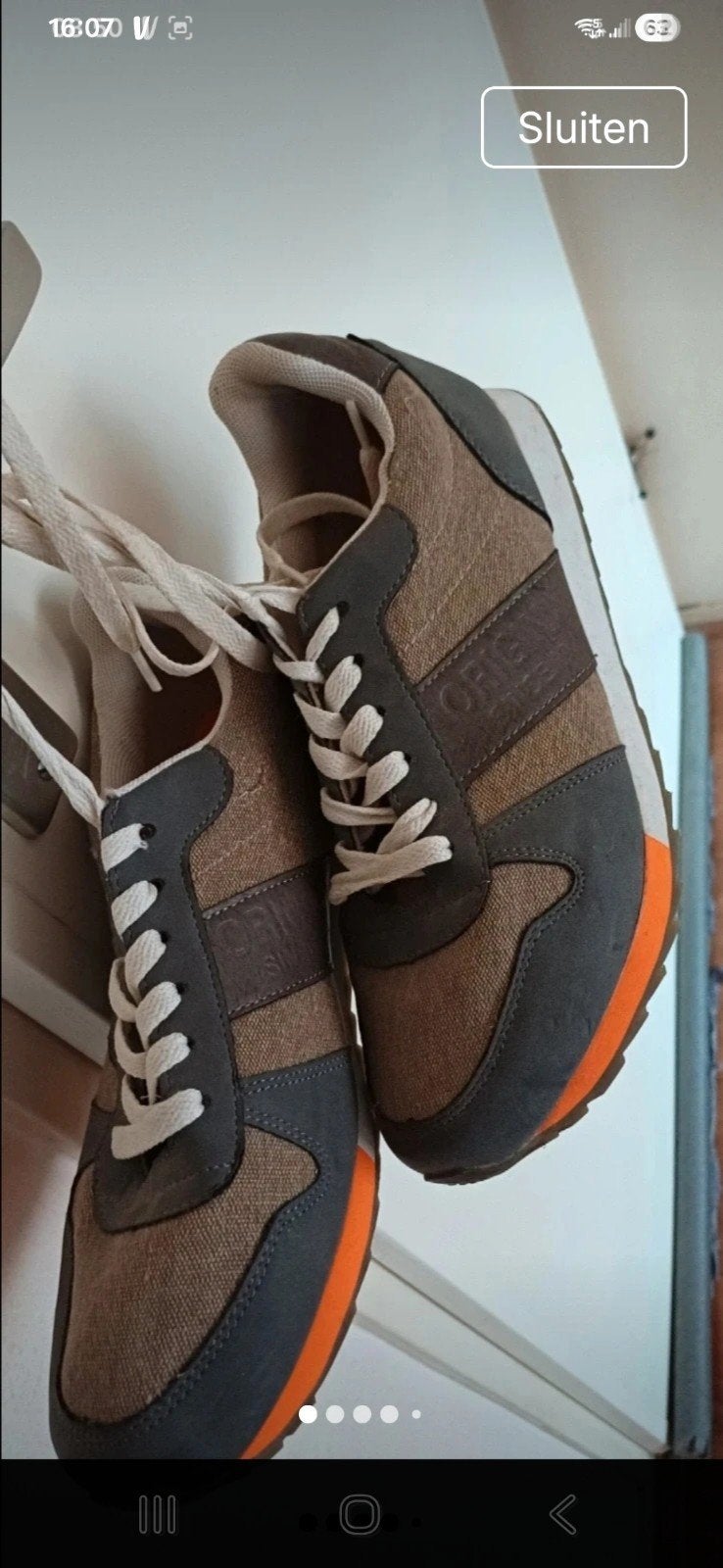 Mooie sneakers, khaki, grijsgroen, oranje, maat 41, Overige kleuren, Walkx, Verzenden, Nieuw