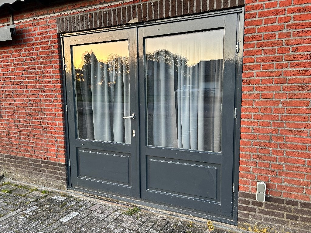 Dubbele openslaande buitendeur antraciet | 216,9 x 201,9 cm, Doe-het-zelf en Verbouw, Deuren en Horren, Ophalen, Gebruikt, 120 cm of meer