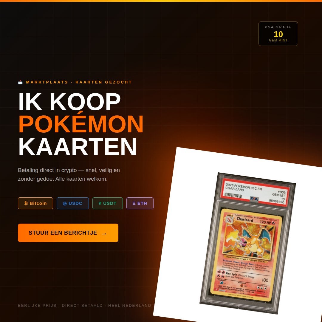 Ik koop Pokémon kaarten - Directe crypto betaling, Hobby en Vrije tijd, Ophalen of Verzenden, Zo goed als nieuw, Losse kaart