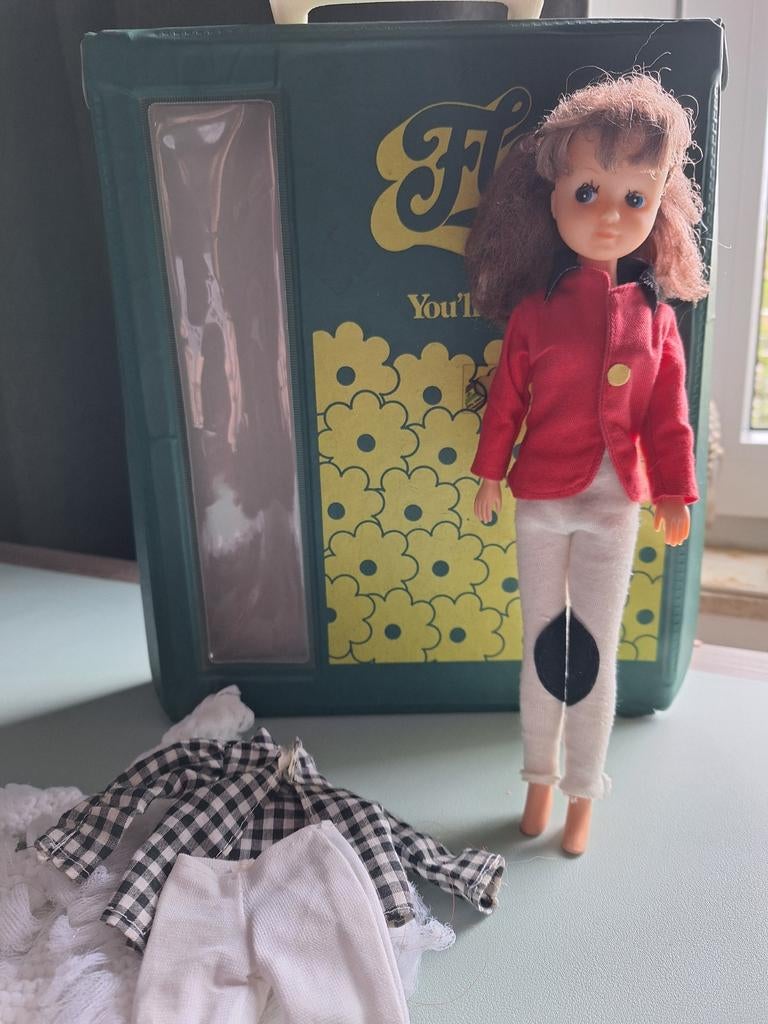 Vintage Fleur pop met originele koffer – jaren 70, Ophalen of Verzenden, Gebruikt, Pop