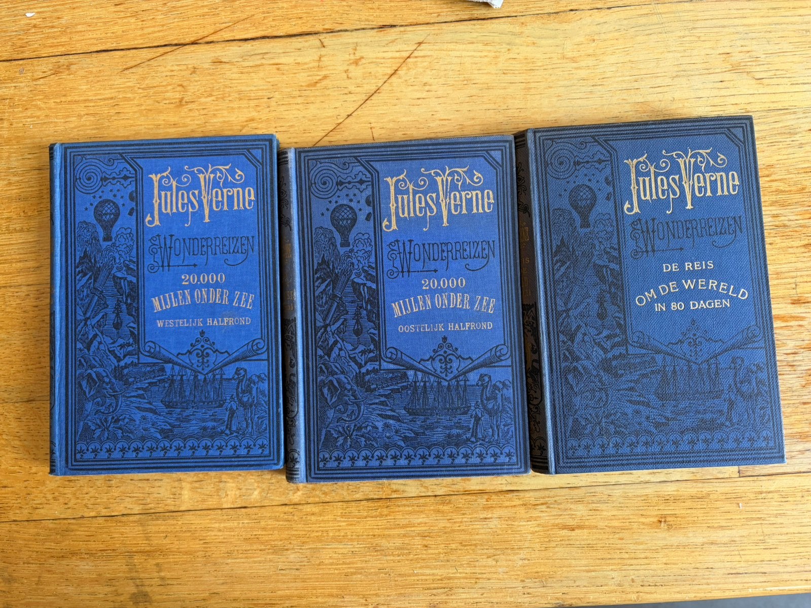 Jules Verne Wonderreizen: 20.000 Mijlen Onder Zee & Reis Om, Ophalen of Verzenden, Gelezen, Nederland